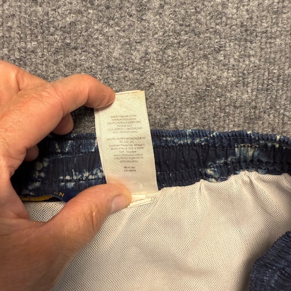 Polo Ralph Lauren‎ Swim Trunks Mens XL Blue White Geometric Yellow Pony Liner - Picture 8 of 14